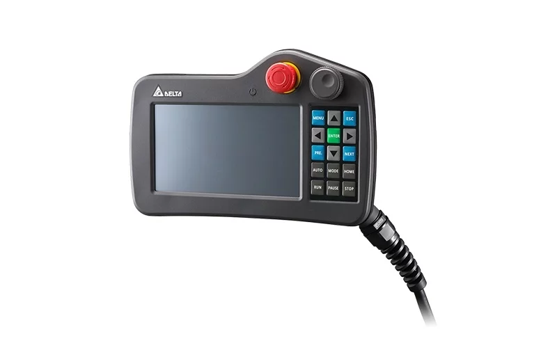 DOP-H07S46A Универс. выносной пульт упр. с сенсорной панелью, 7" TFT дисплей (800х480 пикс.), 65536 цв., LED подсветка, 128MB Flash, слот для SD карты, RS-422/RS-485, USB, RTC, защита всего корпуса IP55, кнопка аварийного стопа, встр. штурвал, встр. кабел